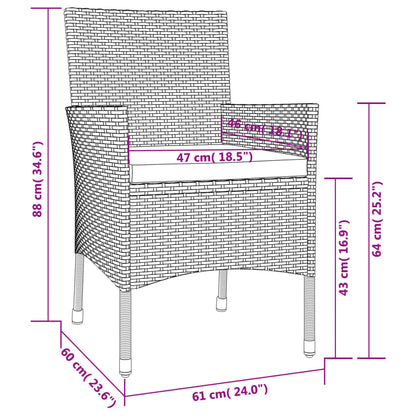 9 pcs conjunto de jantar p/ jardim c/ almofadões vime PE branco