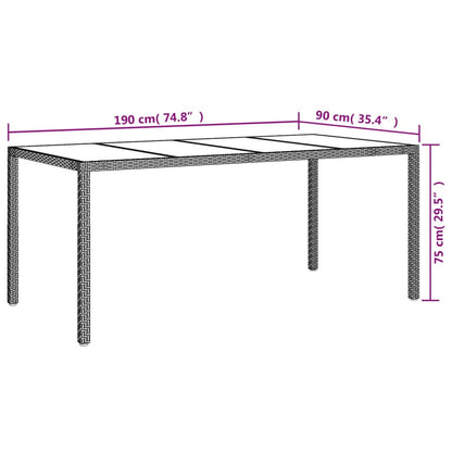 7 pcs conjunto de jantar p/ jardim com almofadões vime PE bege