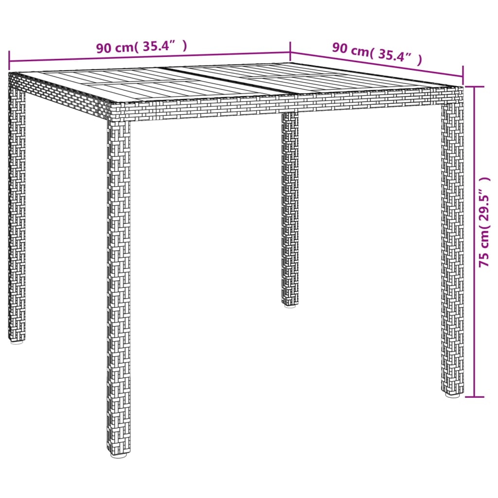 3 pcs conjunto de jantar p/ jardim c/ almofadões vime PE cinza