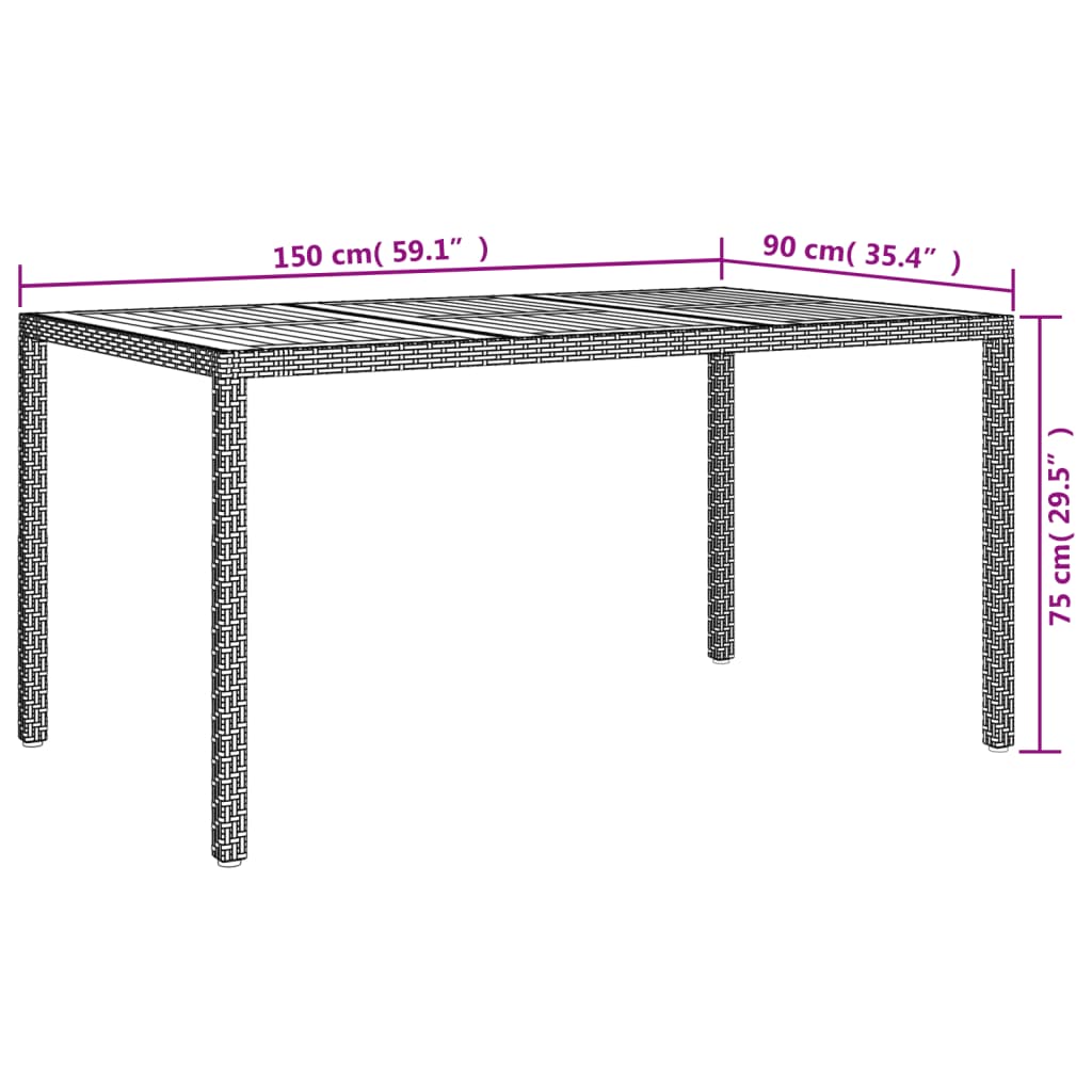 5 pcs conjunto de jantar p/ jardim c/ almofadões vime PE cinza