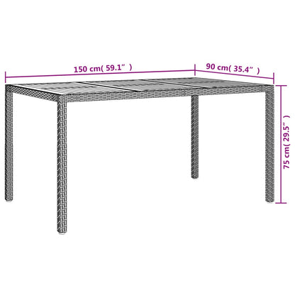 5 pcs conjunto de jantar p/ jardim c/ almofadões vime PE cinza