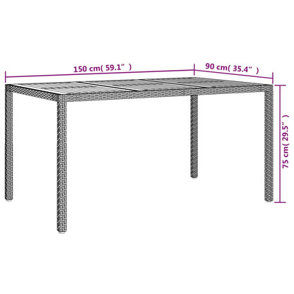 7 pcs conjunto de jantar p/ jardim c/ almofadões vime PE cinza