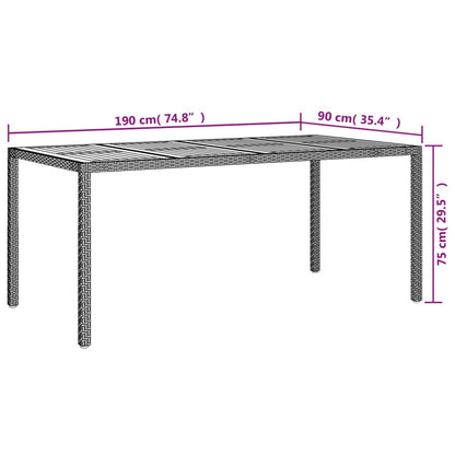 7 pcs conjunto de jantar p/ jardim c/ almofadões vime PE cinza