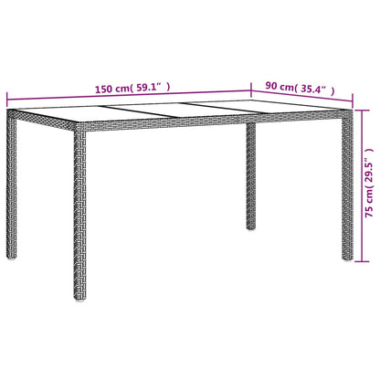 7 pcs conjunto de jantar p/ jardim c/ almofadões vime PE cinza