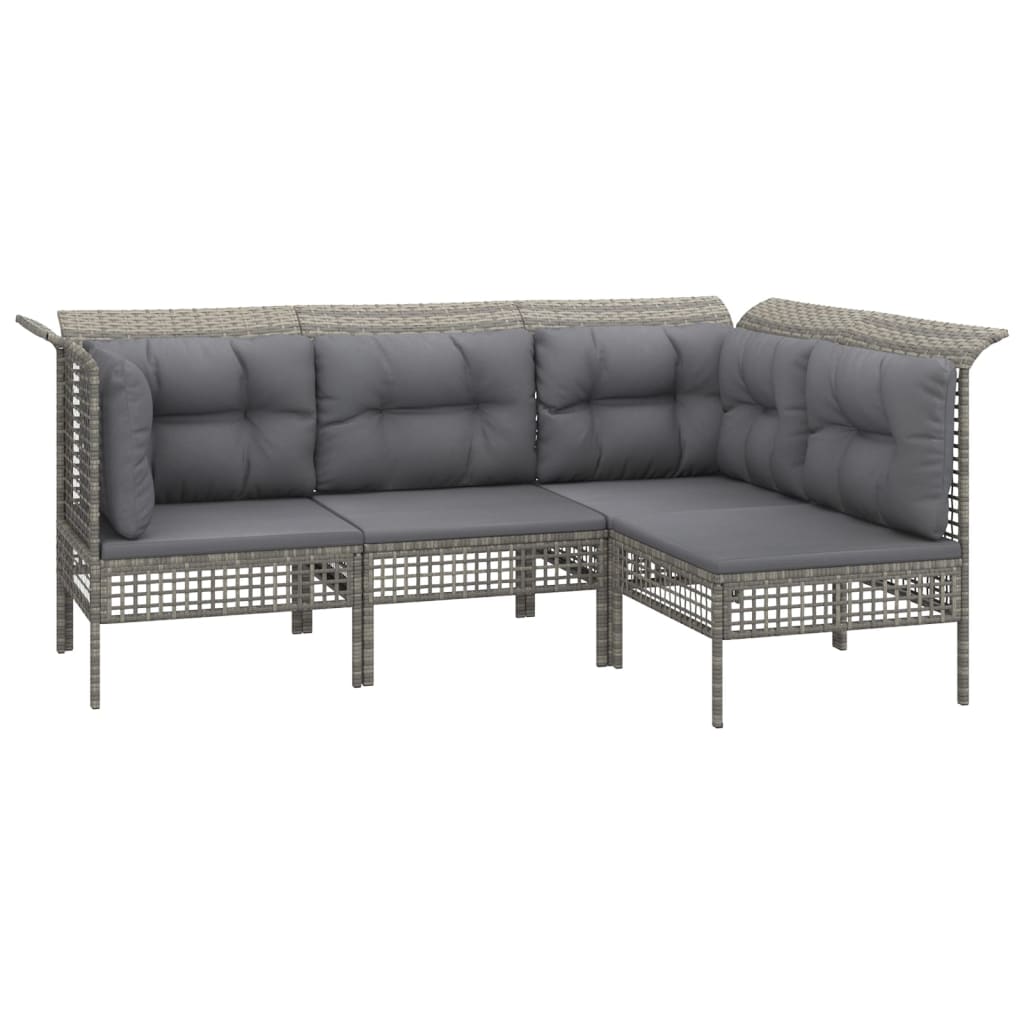 13 pcs conjunto lounge de jardim c/ almofadões vime PE cinzento