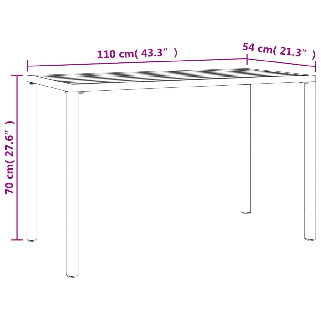 Mesa de jantar para jardim 110x54x70 cm aço antracite