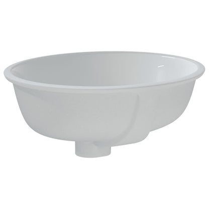 Lavatório casa de banho oval 37x31x17,5 cm cerâmica branco