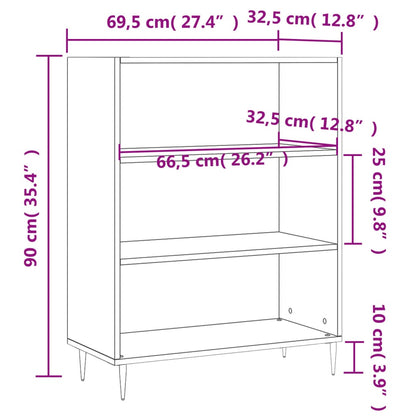 Estante 69,5x32,5x90 cm derivados de madeira cinzento sonoma