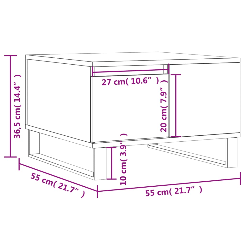 Mesa de centro 55x55x36,5 cm derivados madeira carvalho sonoma