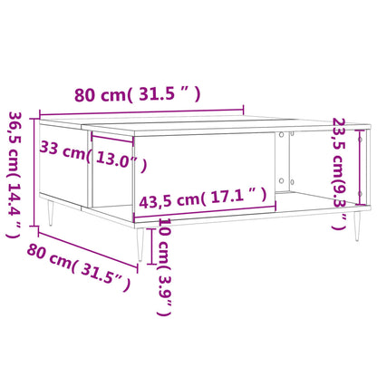 Mesa de centro 80x80x36,5 cm derivados madeira branco brilhante