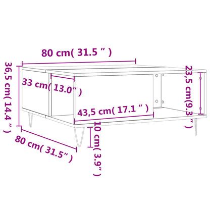 Mesa de centro 80x80x36,5 cm derivados madeira cinzento sonoma