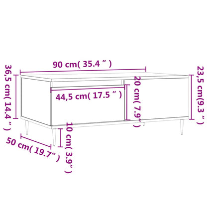 Mesa de centro 90x50x36,5 cm derivados madeira branco brilhante