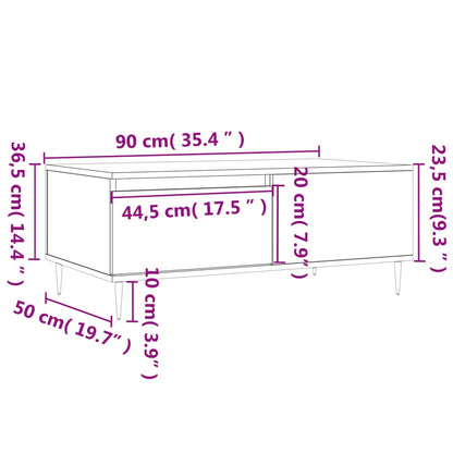 Mesa de centro 90x50x36,5 cm derivados madeira cinzento sonoma