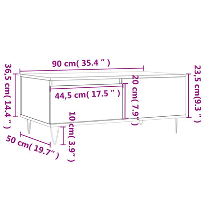 Mesa de centro 90x50x36,5 cm derivados madeira cinzento cimento