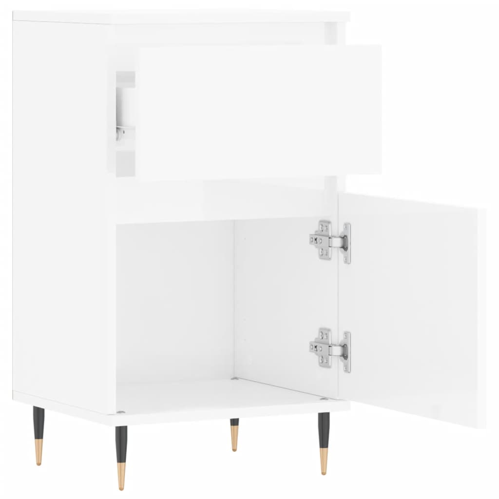 Aparadores 2 pcs 40x35x70 cm deriv. de madeira branco brilhante