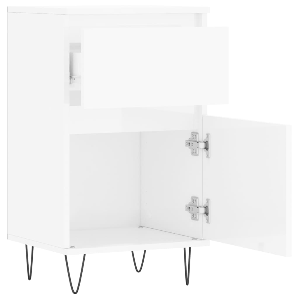 Aparadores 2 pcs 40x35x70 cm deriv. de madeira branco brilhante