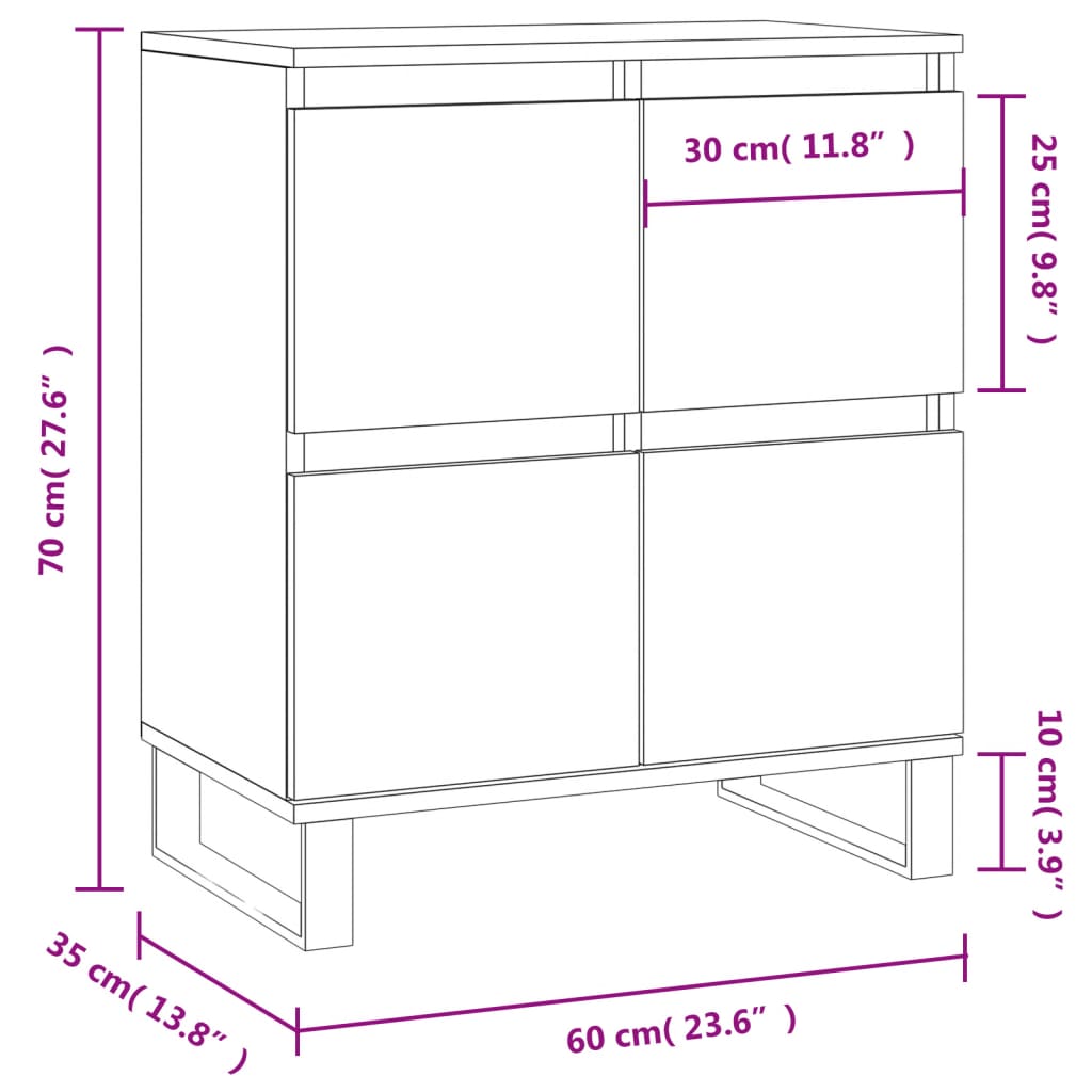 Aparador Portucale de 60cm - Cinzento - Design Moderno