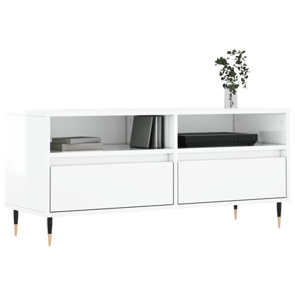 Móvel p/ TV 100x34,5x44,5 cm derivados madeira branco brilhante