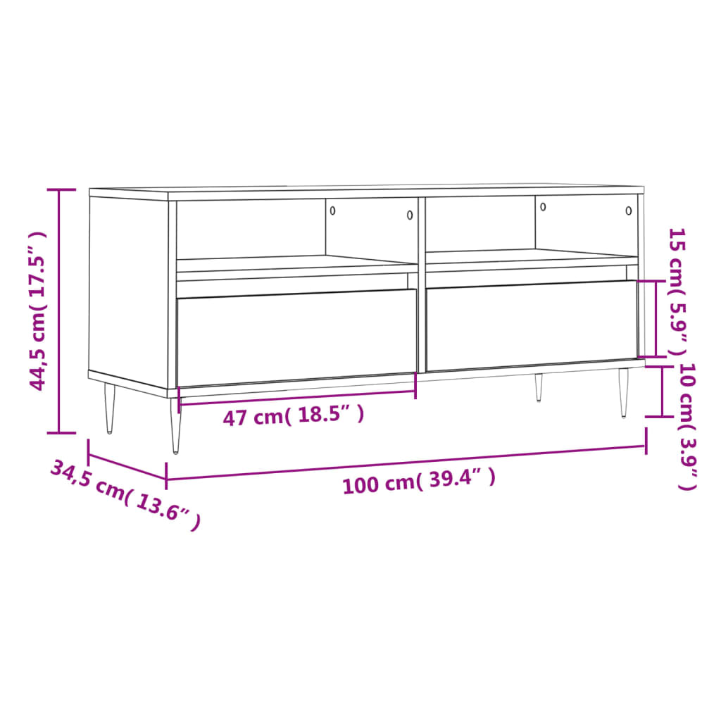 Móvel p/ TV 100x34,5x44,5 cm derivados madeira carvalho sonoma