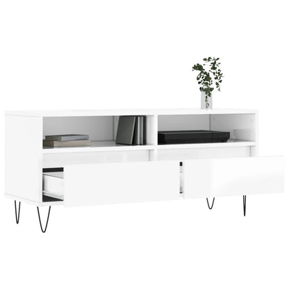 Móvel p/ TV 100x34,5x44,5 cm derivados madeira branco brilhante