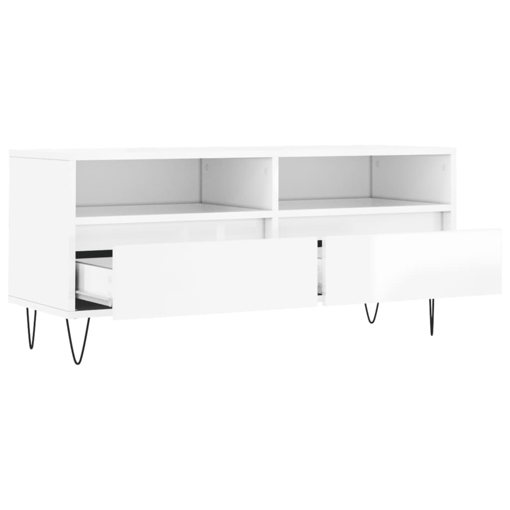 Móvel p/ TV 100x34,5x44,5 cm derivados madeira branco brilhante