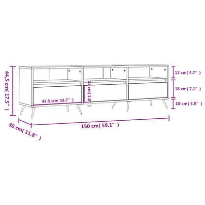 Móvel de TV 150x30x44,5 cm derivados de madeira cinza cimento