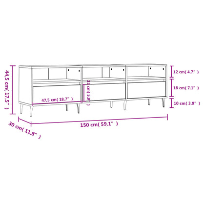 Móvel de TV 150x30x44,5 cm derivados de madeira cinzento sonoma