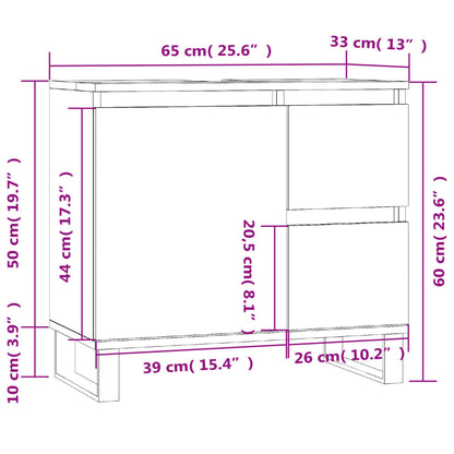 Armário de casa de banho 65x33x60cm derivados de madeira branco