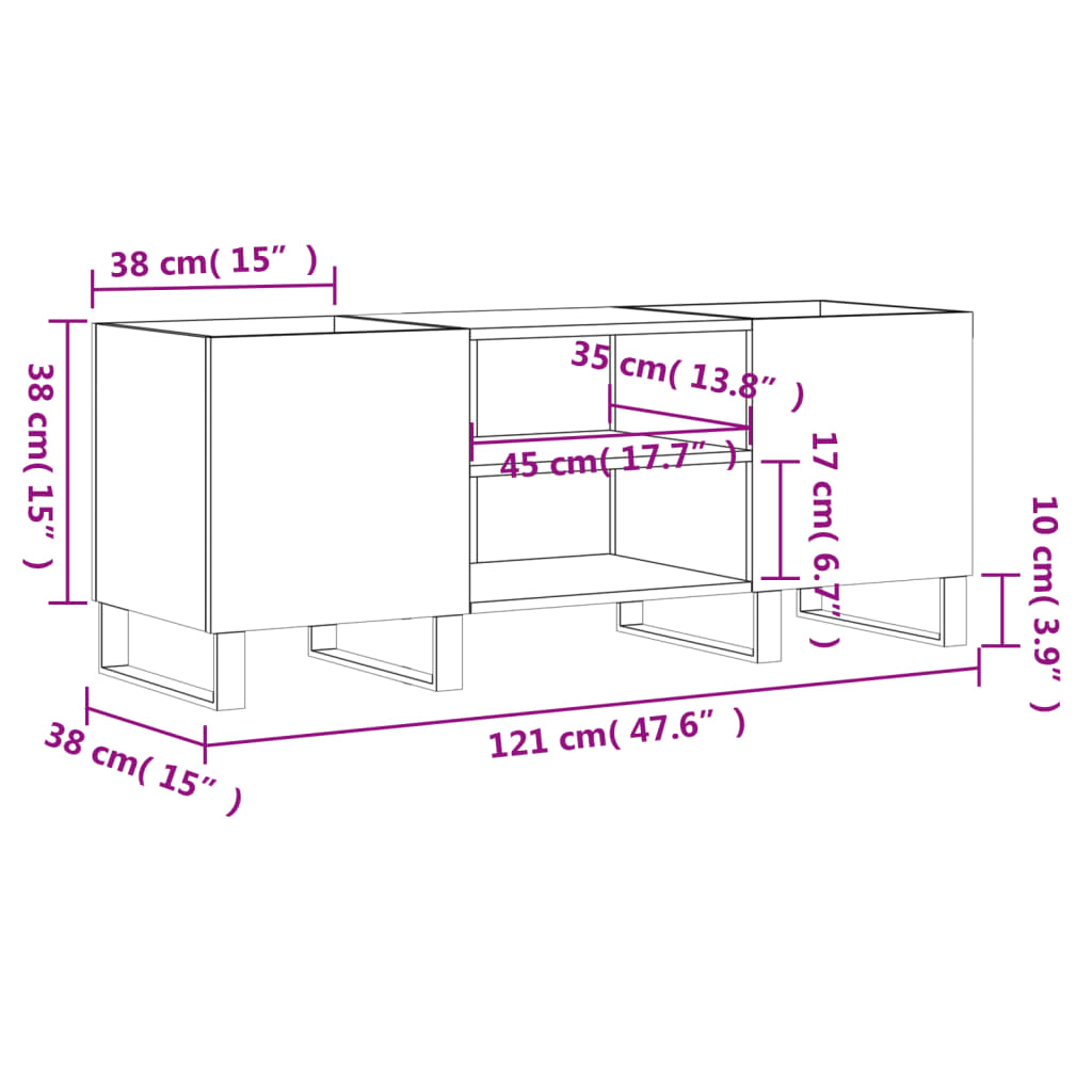 Armário para discos 121x38x48 cm derivados de madeira branco