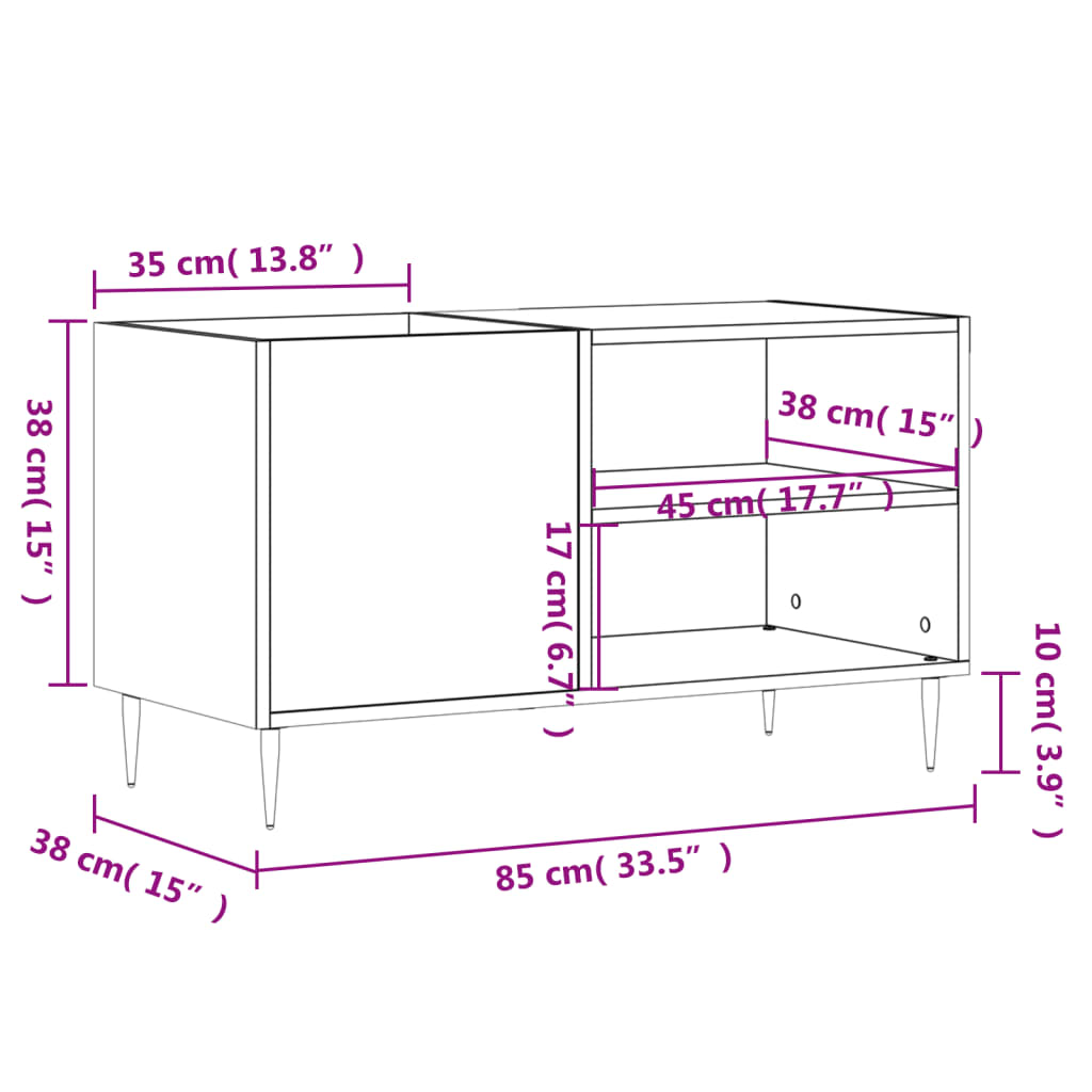 Armário para discos 85x38x48 cm derivados de madeira branco