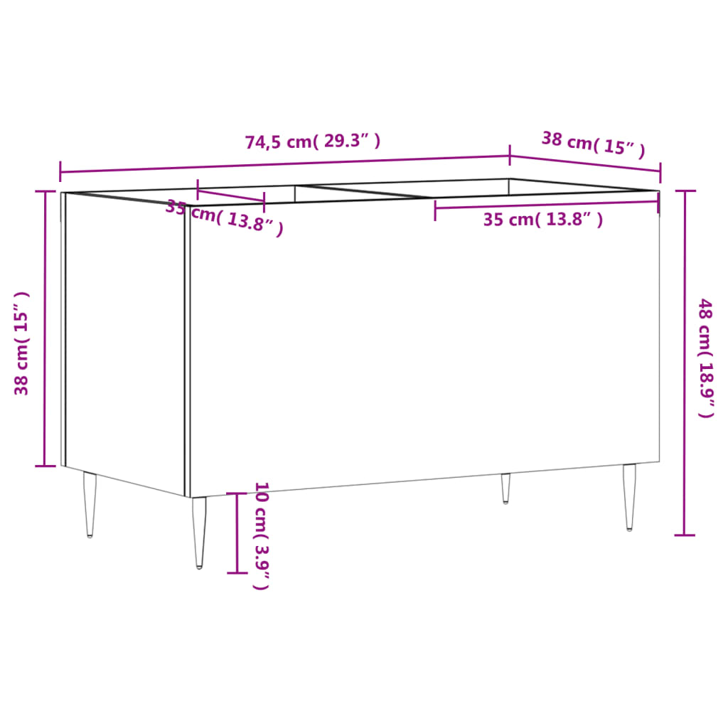 Armário p/ discos 74,5x38x48 cm deriv. madeira branco brilhante