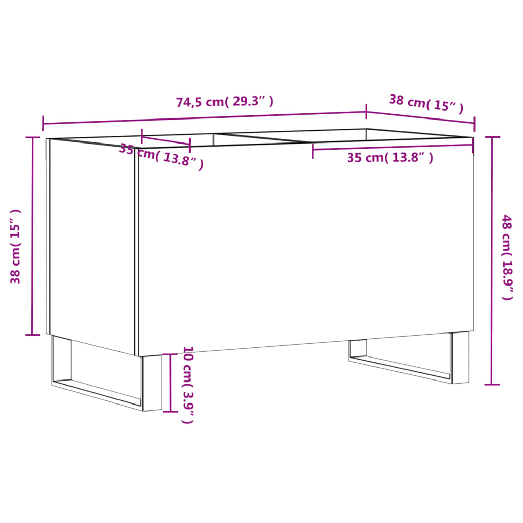 Armário para discos 74,5x38x48 cm derivados de madeira preto