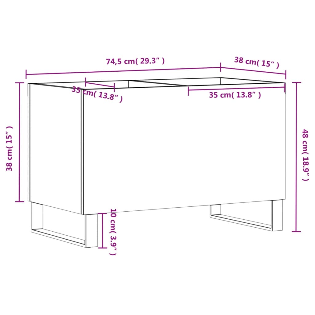 Armário p/ discos 74,5x38x48 derivados madeira cinzento sonoma