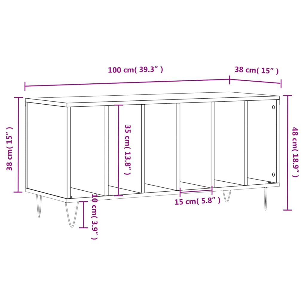 Armário para discos 100x38x48 cm derivados de madeira branco