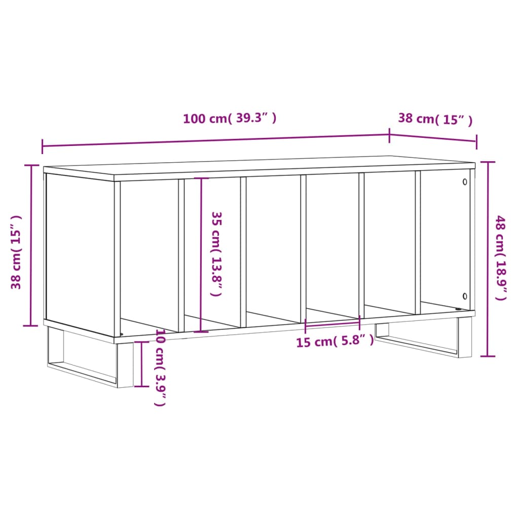 Armário para discos 100x38x48 cm derivados de madeira branco