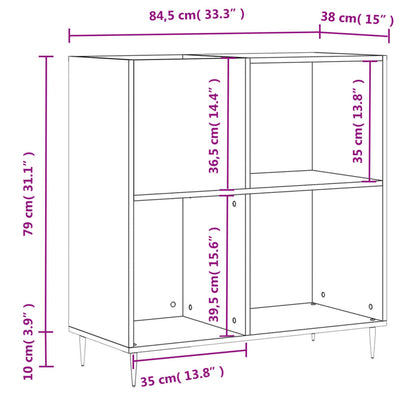 Armário p/ discos 84,5x38x89 cm deriv. madeira branco brilhante