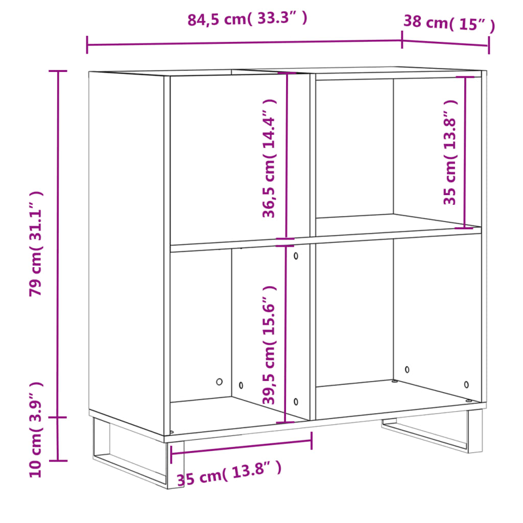 Armário para discos 84,5x38x89 cm derivados de madeira branco