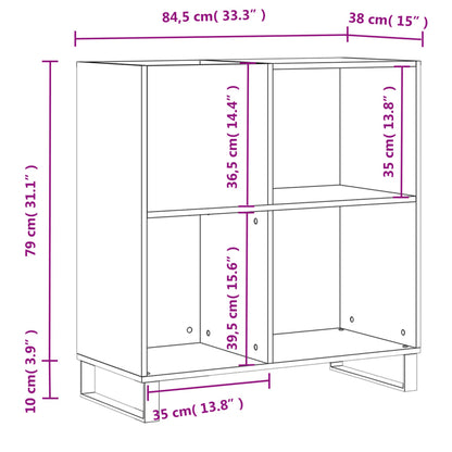 Armário para discos 84,5x38x89 cm derivados de madeira branco