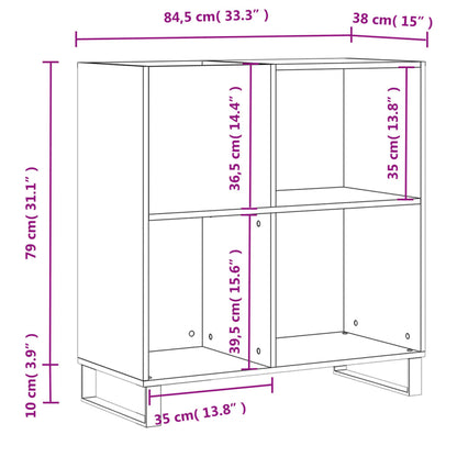 Armário p/ discos 84,5x38x89 cm derivados madeira cinza-cimento