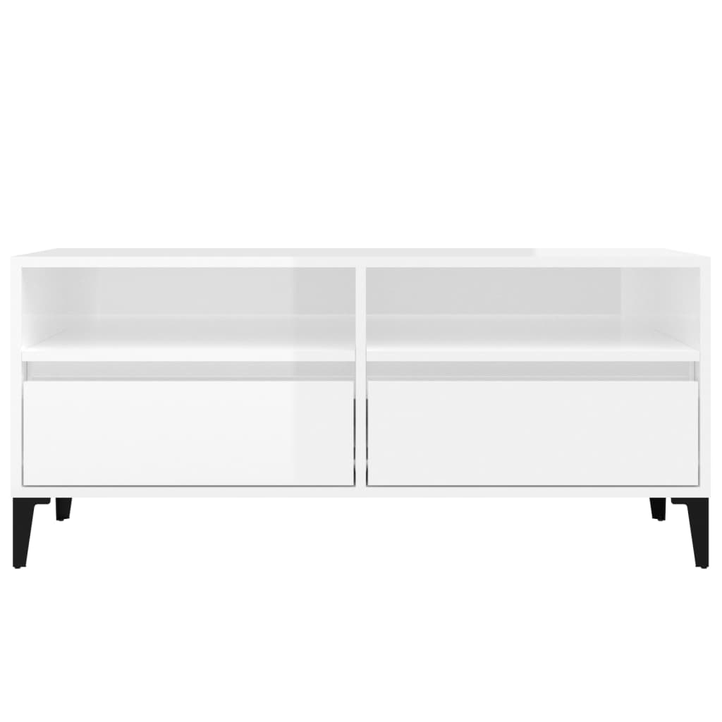 Móvel p/ TV 100x34,5x44,5 cm derivados madeira branco brilhante