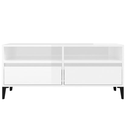 Móvel p/ TV 100x34,5x44,5 cm derivados madeira branco brilhante