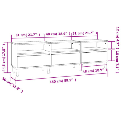 Móvel de TV 150x30x44,5 cm derivados madeira branco brilhante