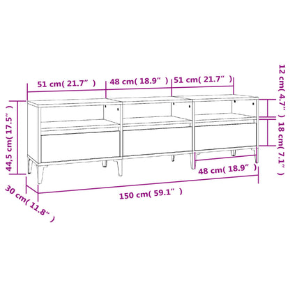 Móvel de TV 150x30x44,5 cm derivados de madeira cinzento sonoma