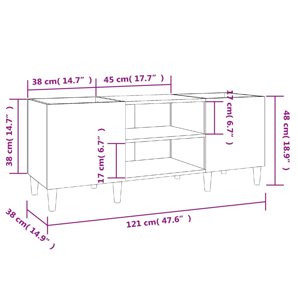 Armário para discos 121x38x48 cm derivados de madeira branco