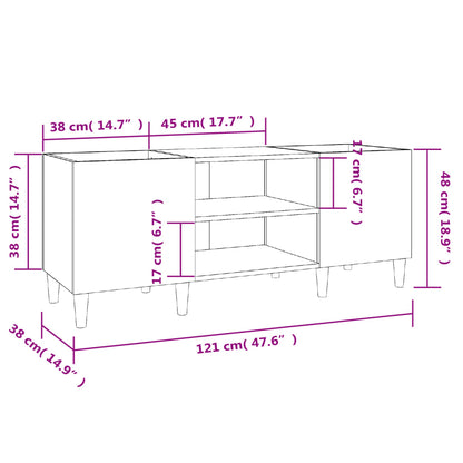 Armário p/ discos 121x38x48 derivados madeira cinzento sonoma