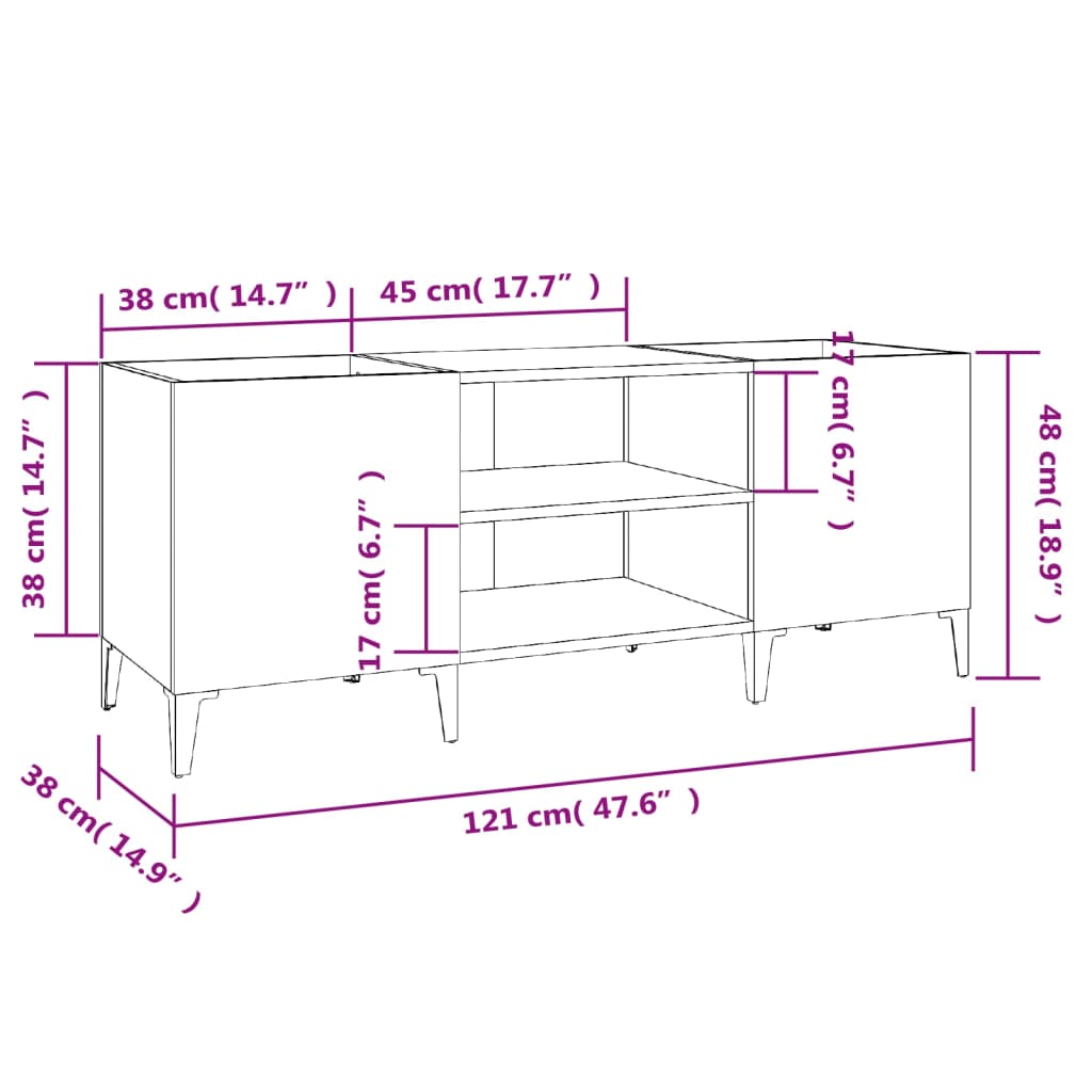 Armário para discos 121x38x48 cm derivados de madeira branco