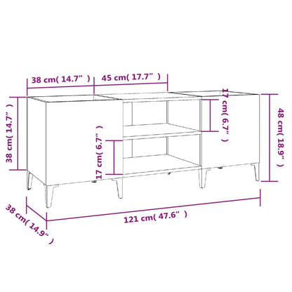 Armário p/ discos 121x38x48cm derivados madeira cinzento sonoma