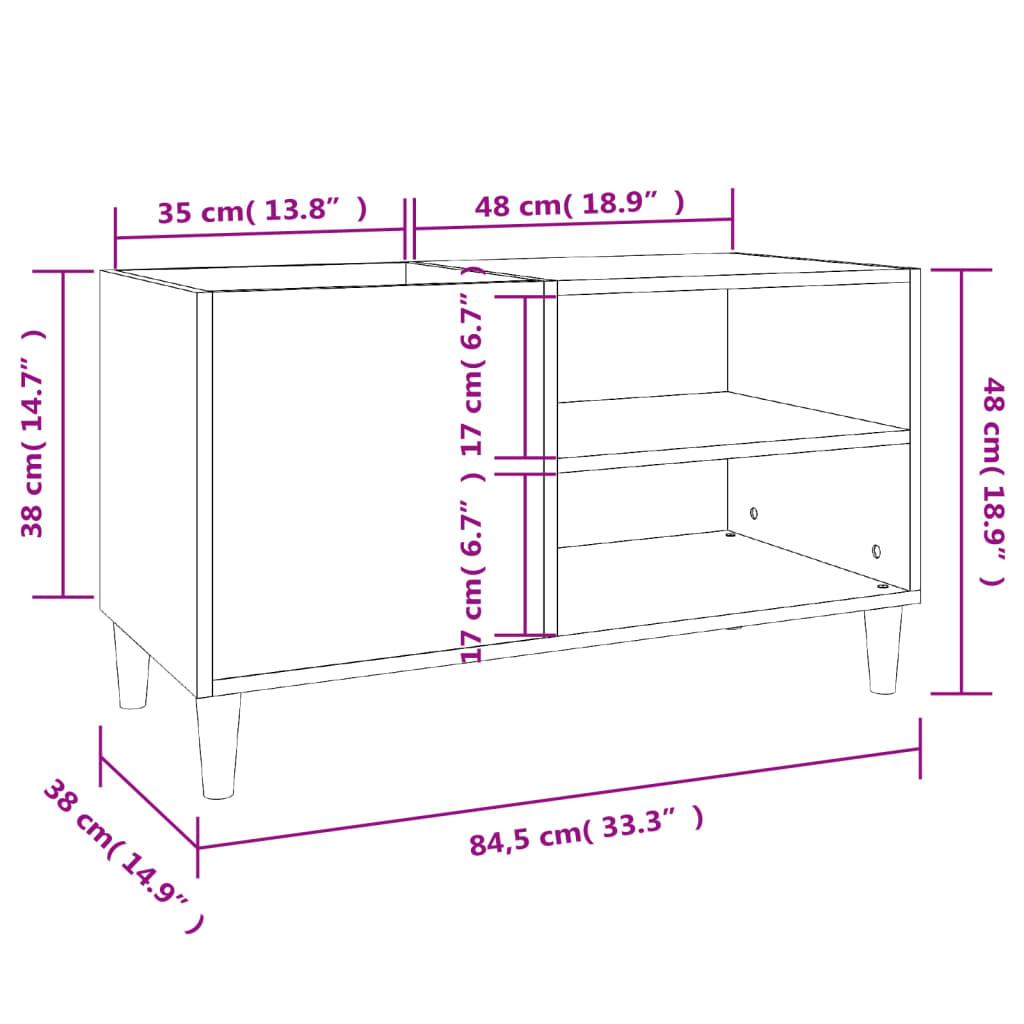 Armário p/ discos 84,5x38x48 cm derivados madeira cinza sonoma