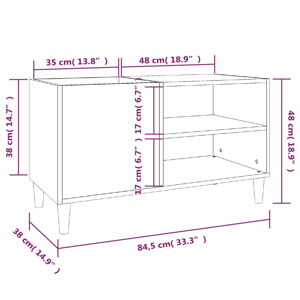 Armário para discos 84,5x38x48 cm derivados de madeira branco