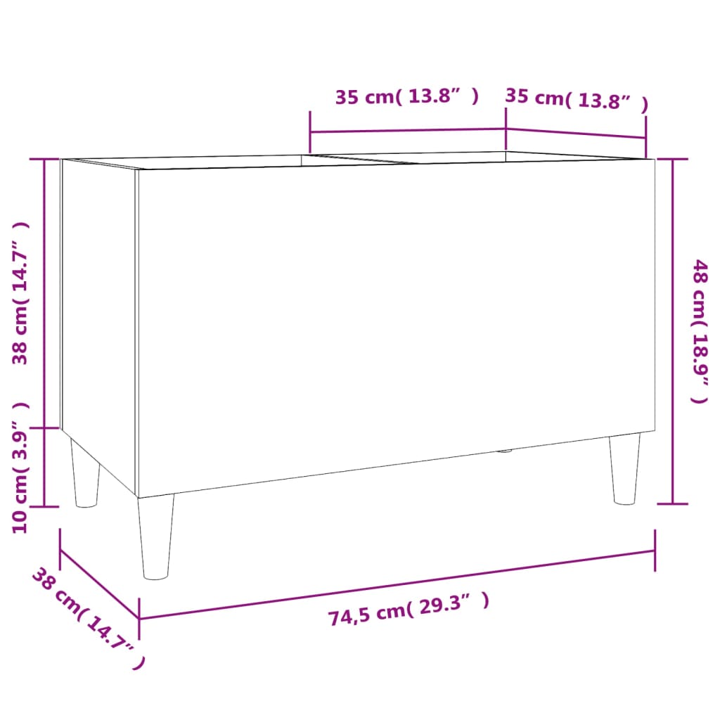 Armário p/ discos 74,5x38x48 cm deriv. madeira branco brilhante